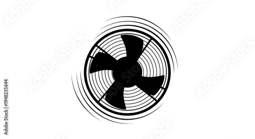 Black and White Illustration of a Rotating Fan.