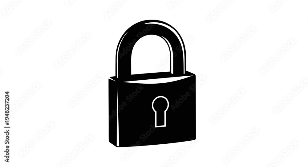 Naklejka premium Black Padlock Illustration on White Background for Security Concepts.