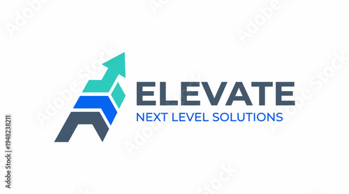 A bold logo for Elevate, featuring geometric shapes and an upward arrow, representing elevation and progress in professional and personal development solutions.
