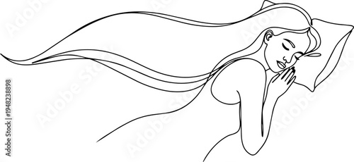 girl sleeping  line art 
