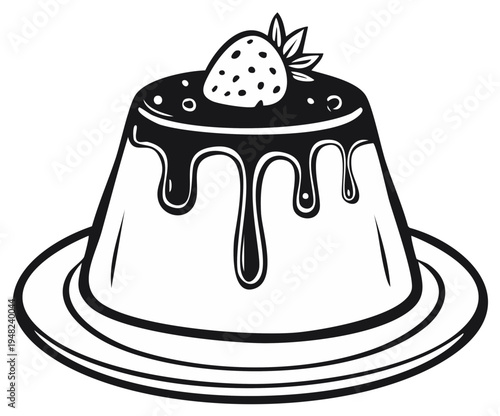 Deliciously sweet dessert with chocolate glaze and fresh strawberry topping on a plate