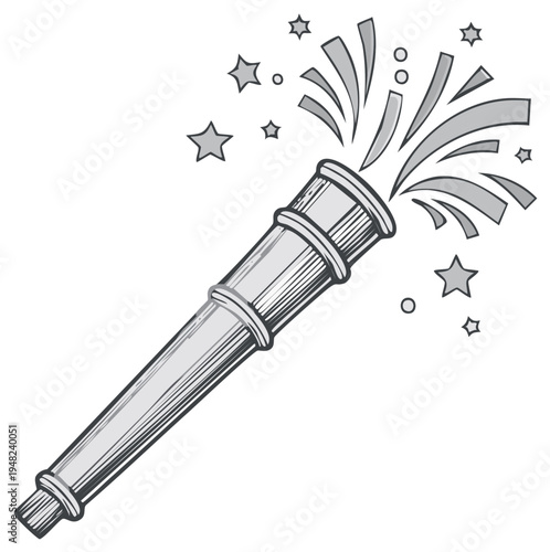 Cartoon Magic Wand with Stars and Sparkles Creates Enchantment Isolated