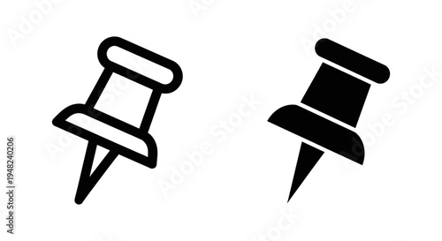 Two black and white push pin icons on a plain white background