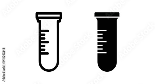 A simple illustration of two test tubes in black and white