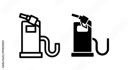 A black and white illustration of two gas pumps with nozzles