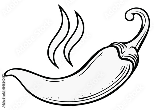 Steaming Hot Chili Pepper Outlined Illustration Spicy Seasoning for Food and Cooking