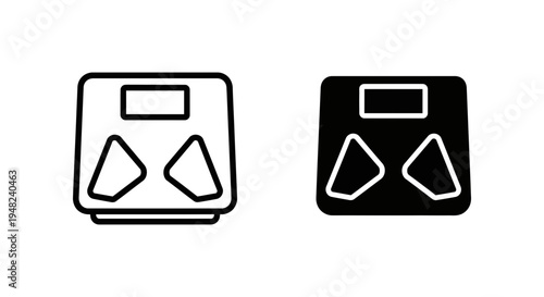 A simple black and white illustration of two digital scales on a plain background