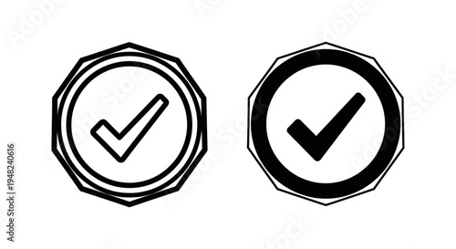 Two black and white checkmark icons on a clean white background for verification and validation purposes