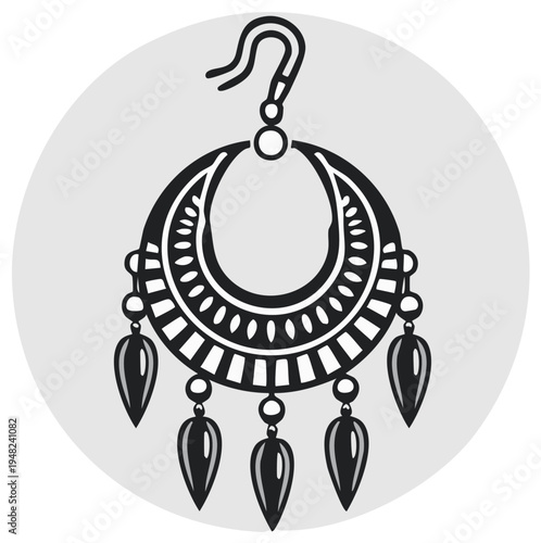 Ornamental earring graphic design, elegant jewelry icon illustration