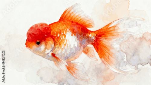 Beautiful Gold Fish Goldfish isolated watercolor vector illustration svg