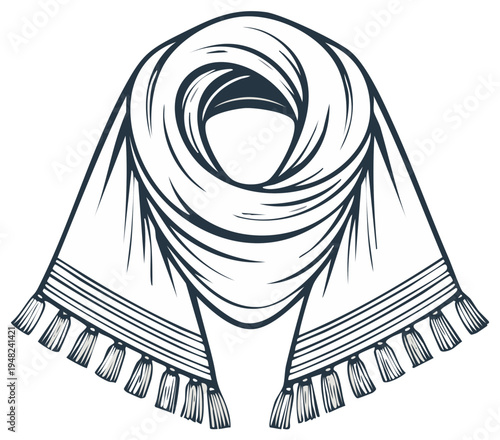 Elegant scarf illustration, hand drawn graphic design