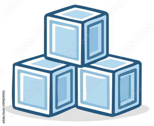 Refreshing blue ice cubes stacked together a cool beverage element illustration