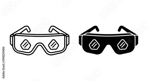 A pair of safety goggles with clear and tinted lenses on a white background