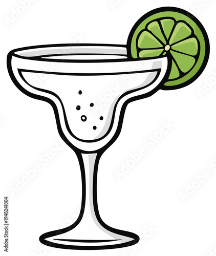 Refreshing Margarita Cocktail Illustration with Lime Slice garnish for summer drink menu