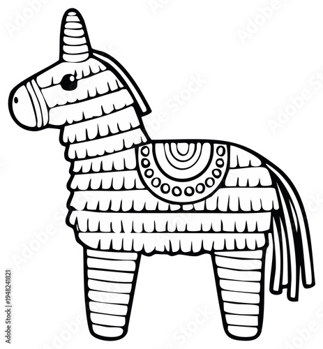 Black and White Horse Shaped Pinata Celebration Decoration Outline