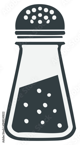 Modern Silhouette of a Salt Shaker with Seasoning Particles Inside