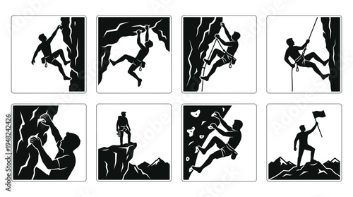 Rock Climbing Vector Silhouettes for Adventure and Sports Design
