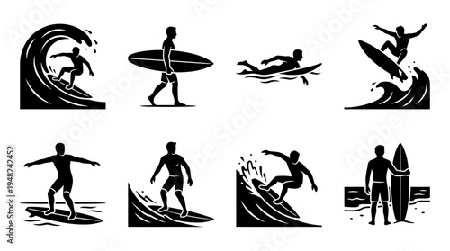 Snowboarding Vector Silhouettes for Winter Sports and Design