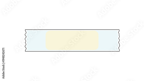 Simple illustration of a single long adhesive bandage or medical plaster for covering small wounds and protecting skin from infections.