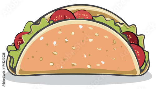 Deliciously Fresh Taco Bursting with Vibrant Tomatoes and Crisp Lettuce