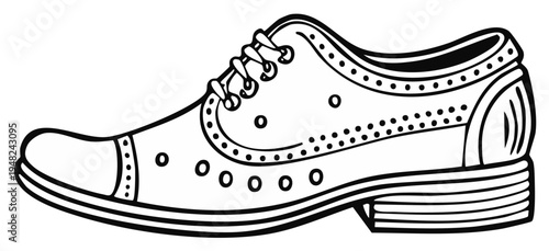 Classic Wingtip Oxford Dress Shoe Outline