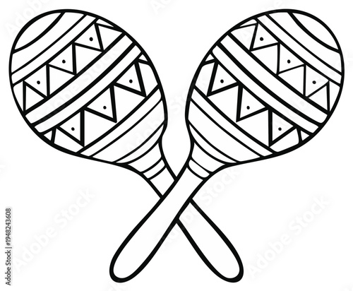 Crossed outline illustration of two maracas instruments