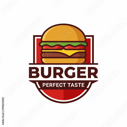 A vibrant logo representing a burger with fresh ingredients, designed to evoke deliciousness and satisfaction, suitable for restaurants and food businesses globally.