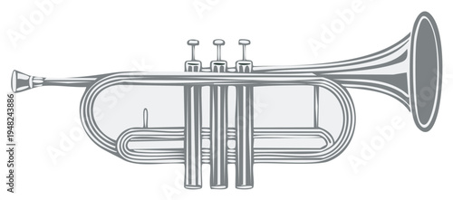 Elegant Trumpet Illustration Musical Instrument for Orchestra and Jazz Ensemble