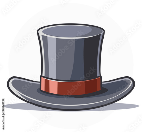 Classic Top Hat Accessory with Red Ribbon Detail Vintage Style Headwear