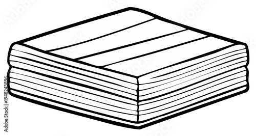 Isometric stacked paper with graphic lines black and white illustration