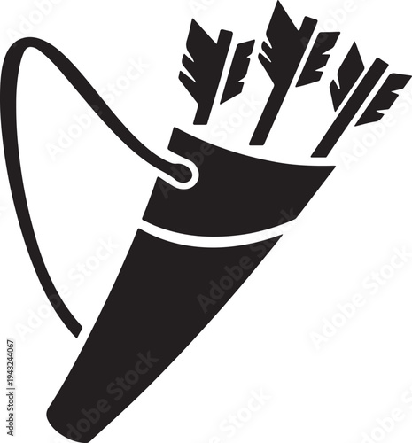 Quiver with Arrows Silhouette Vector Medieval Archery Weapon Icon