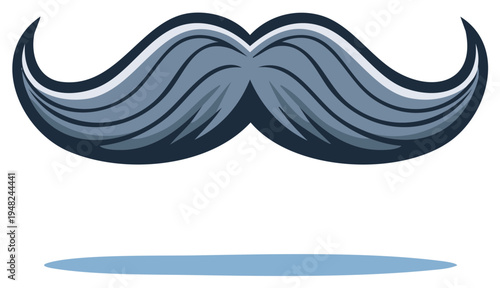 Stylized Gray Moustache Graphic Element with Shadow Accent
