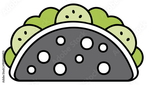 Illustrative Taco with Cheese and Lettuce Design for Menu Icon and Graphic Element