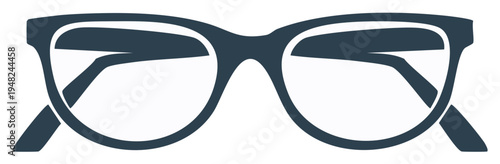 Silhouette illustration of dark eyeglasses with round lenses and sleek frames design.