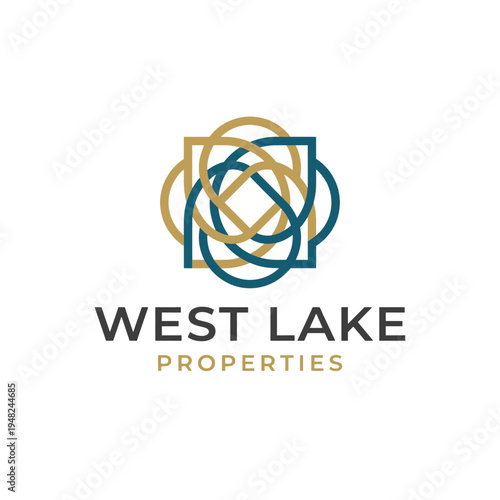 A stylish and modern logo design perfect for West Lake Properties, combining geometric shapes and soothing colors to convey professionalism and elegance in the real estate market.