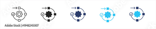 Workflow Automation icon set illustration multiple style collection