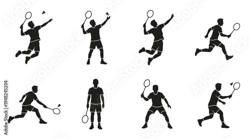 Badminton Vector Silhouettes for Sports Training and Design