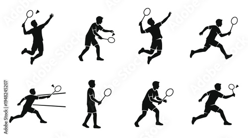 Badminton Vector Silhouettes for Sports Training and Design