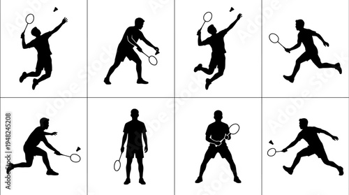 Badminton Vector Silhouettes for Sports Training and Design
