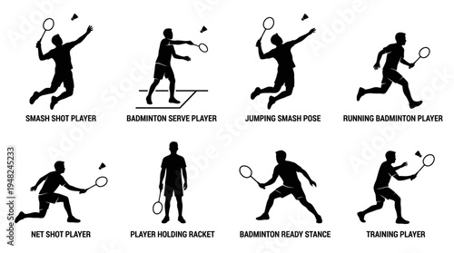 Badminton Vector Silhouettes for Sports Training and Design
