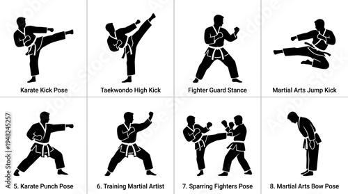 Martial Arts Vector Silhouettes for Training and Design