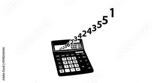 Calculator with Floating Numbers Illustration for Financial Concepts.