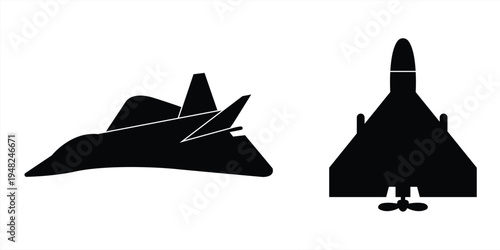 Military drone icon. Unmanned combat aerial vehicles are also known as combat drones. Vector illustration