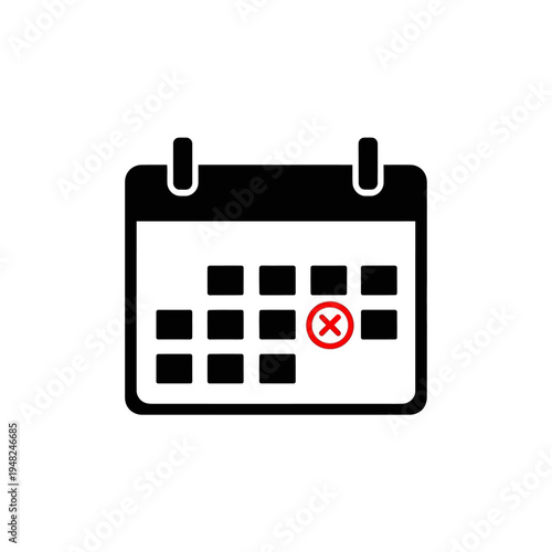 Calendar Icon with Marked Date for Reminder or Appointment.