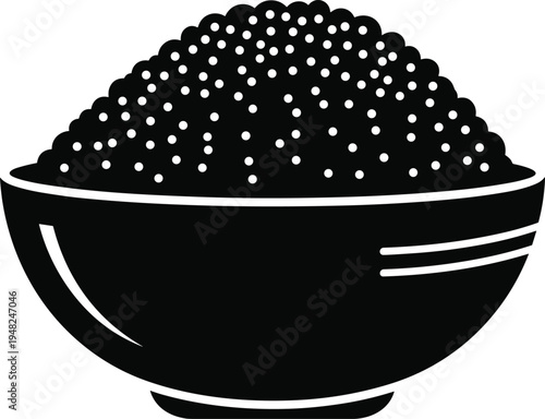 Bowl of grains or seeds silhouette icon isolated vector illustration representing food ingredient, agriculture harvest and nutrition concept