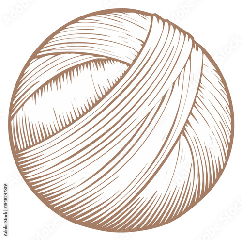Vintage ball of yarn design element for knitting and craft projects detailed illustration