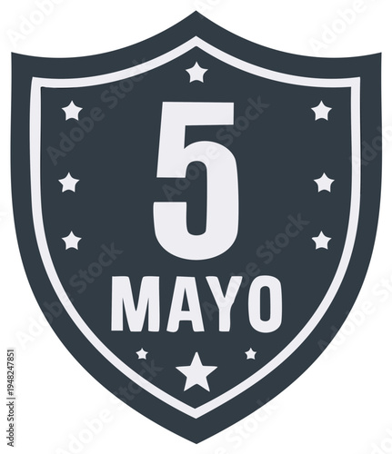 Cinco de Mayo Shield Emblem with Stars and Text Celebration