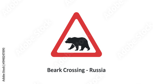 Official warning road sign featuring a black bear silhouette on a vibrant red triangular background, alerting drivers to wildlife crossing hazards