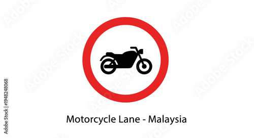Clear graphic icon of a regulatory road sign indicating a designated motorcycle lane for efficient and safe urban transportation