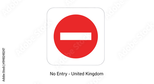 Universal no entry road sign graphic red circle with white bar, symbolizing prohibited access, traffic restriction, and essential road safety regulation compliance